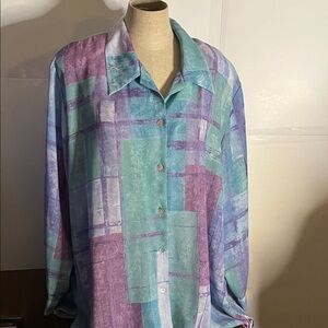 90’s Koret blouse plus size 24W pastels shoulder pads